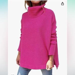 NWT ,LILLUSORY pink turtleneck pullover sweater size S.